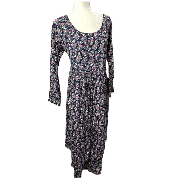 Vintage Dress To Kill Jane Mohr Floral Navy Floral Dress Cottagecore Grannycore - Picture 7 of 16